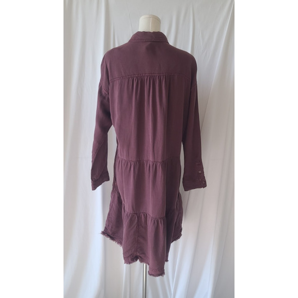 Anthropologie Pilcro Womens Plum Deanna Tiered Shirt Dress Medium - Picture 5 of 6